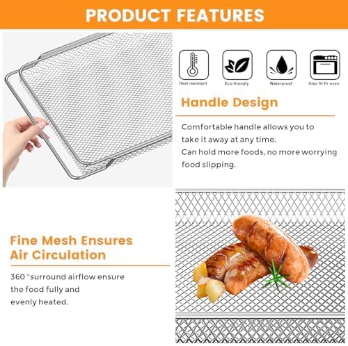 GCQ Air Fryer Basket for Breville BOV900BSS BOV950BSS Smart Oven Air Fryer Pro,16.5"D x 11.8"W x 0.5"H Food Grade Steel Dehydrate Mesh Baskets Accessories Tray for Breville Air Fryer Toaster Oven