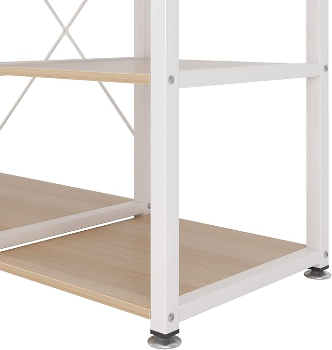 soges 3-Tier Kitchen Baker's Rack Utility Microwave Oven Stand Kitchen Island Cart Standing Multifunction Storage Shelf Kitchen Workstation, Maple