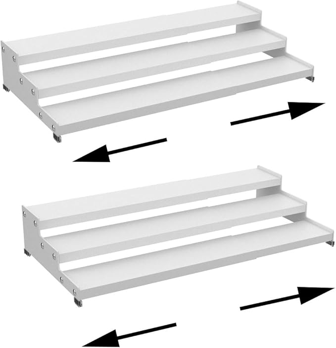 Premium Spice Rack Organizer for Countertops -tiered spice rack organizer for cabinet,spice jars, oil bottles and utensils 2 Packs White (modern rust-resistant design)