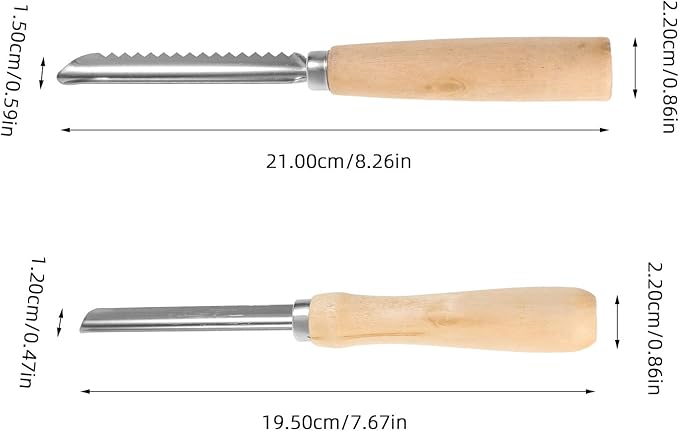Cabilock 2pcs Corer and Pitter, Stainless Steel Fruit Corer with Wooden Handle, Serrated and Smooth Pitter for Apple, Pear, Peach