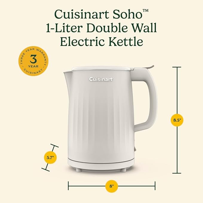 Cuisinart Soho 1 Liter Double Wall Electric Kettle, Truffle