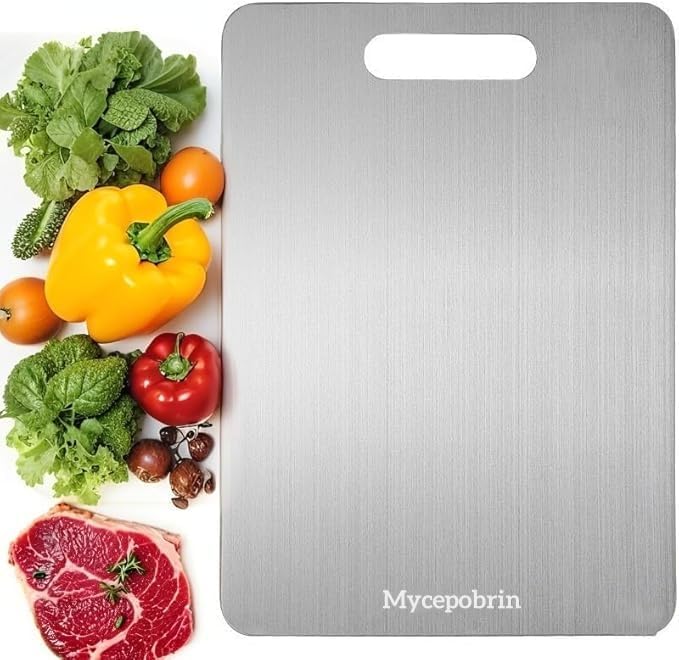 Katuchef Titanium Cutting Board, 2025 New 100% Pure Titanium Cutting Boards for Kitchen, Double Sided Chopping Board for Cutting Meat Vegetable Fruit, Easy to clean(S:11.42L*7.87W)