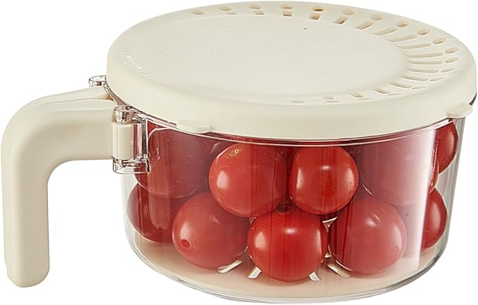Fruit Washing Bowl with Strainer,Colander for Kitchen,Multi-Functional Vegetable and Food Drainer with Lid And Handle,Portable Fruit Containers for Fridge,BPA Free (1)