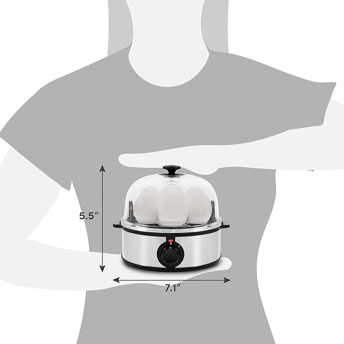 Elite Gourmet EGC648 Easy Electric Poacher, Omelet Eggs & Soft, Medium, Hard-Boiled Egg Boiler Cooker with Auto Shut-Off and Buzzer, Measuring Cup Included, BPA Free, Stainless Steel 7 Egg