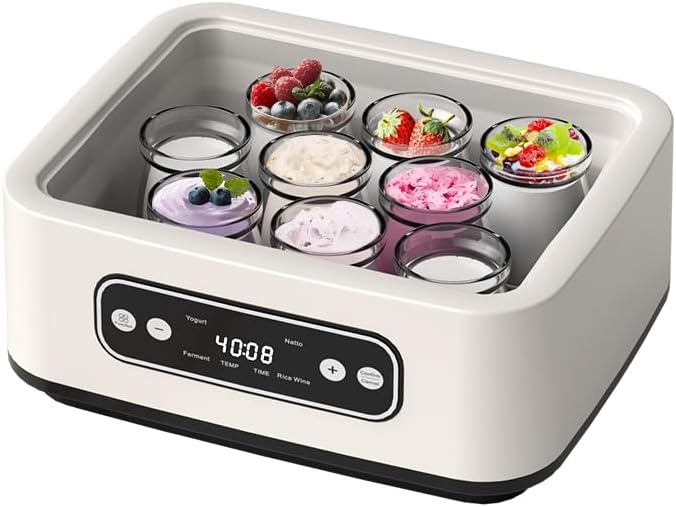 Yogurt Maker with 5 BPA-Free Jars, Temp Control & Smart Timer, Homemade Greek Yogurt, Effortless 3-Step Setup, LED Display - Perfect for Keto/Vegan Diets