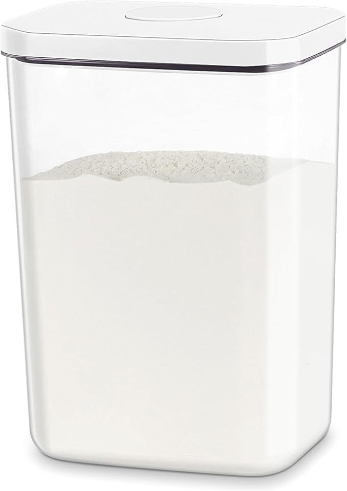 Airtight Flour Rice Storage Container with Pop-up Lid - 6 Qt | 11 Lbs Crystal-Clear Plastic Bread Container, Tall and Slim Storage Bin Fit for Kitchen Pantry Organization