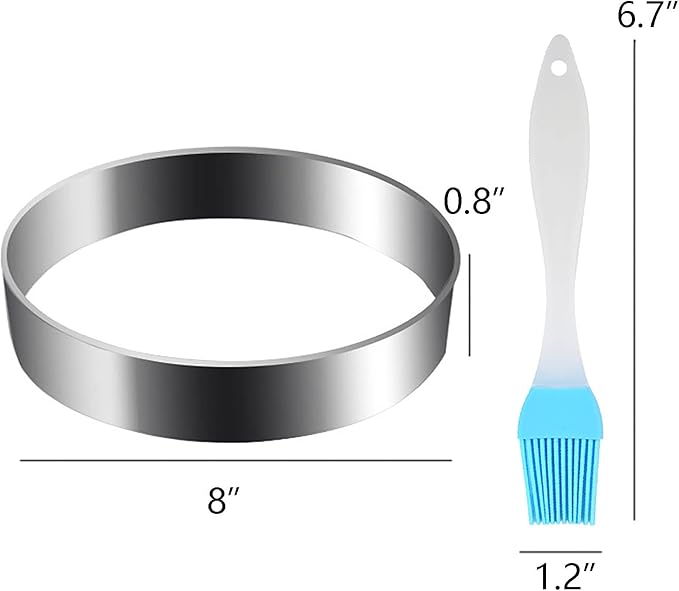 Stainless Steel Omelet Ring - 2pcs 8' Nonstick Cooking Rings for Pancake, Omelette, Sandwich (Large)
