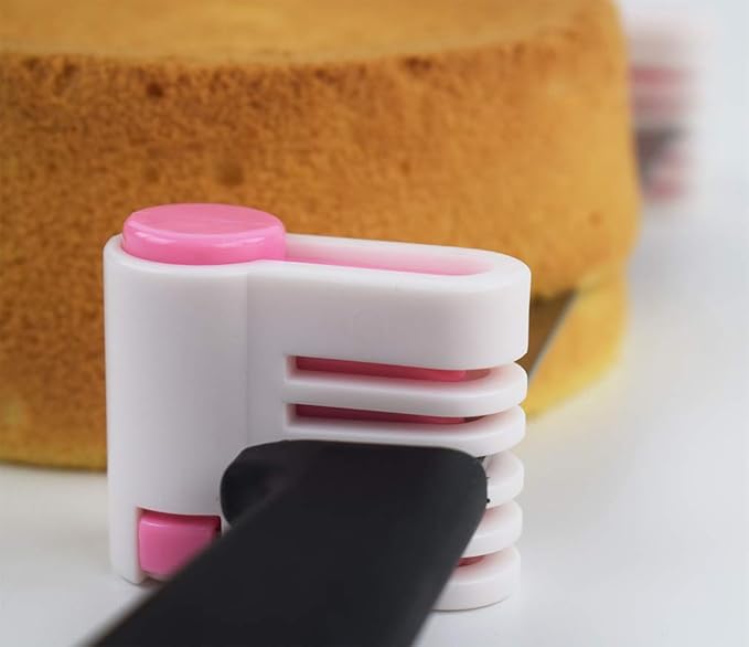 2PCS DIY Cake Slicer, Stratification Auxiliary, Bread Slice, Toast Cut, 5 Layers Leveler Slicer, Kitchen Fixator Tool (2, Pink)