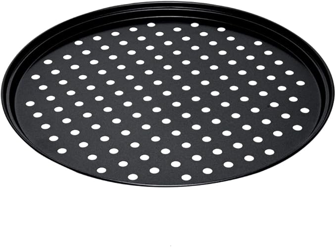 Restaurantware Met Lux 13 Inch Pizza Pan With Holes 1 Heavy-Duty Pizza Pan With Holes - Perforated Non-Stick Carbon Steel Pizza Crust Pan Keeps Pizza Fresh For Any Food Service Establishments