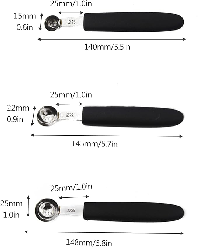 7Pcs Melon Baller Scoop Set, Stainless Steel Ball Spoon, Smooth Round Melon Balls Melon Scoop, Watermelon Cantaloupe Scooper for Watermelon, Ice Cream, Fruits, Sorbet(#1)