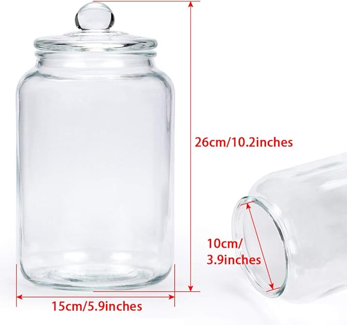 MDLUU Glass Jar with Airtight Lid, 3L/101oz Glass Canister, Pantry Storage Container, Large Apothecary Jar for Candy, Cookie, Flour, Brown Sugar
