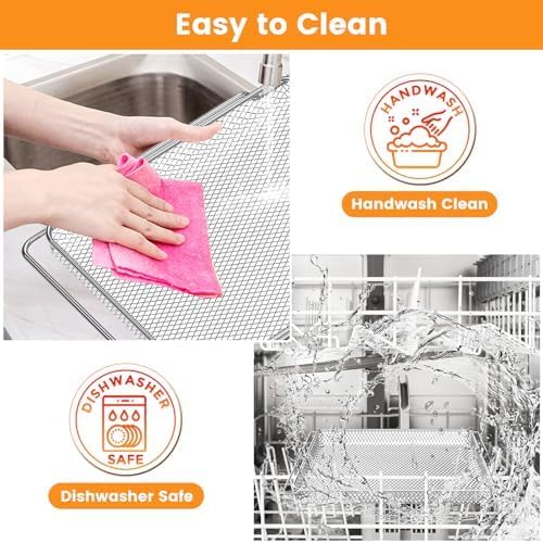 GCQ Smart Oven Air Fryer Pro Accessories for Breville BOV900BSS BOV950BSS, 16.5"D x 11.8"W x 0.5"H Food Grade Steel Dehydrate Mesh Baskets Accessories Tray for Breville Air Fryer Toaster Oven