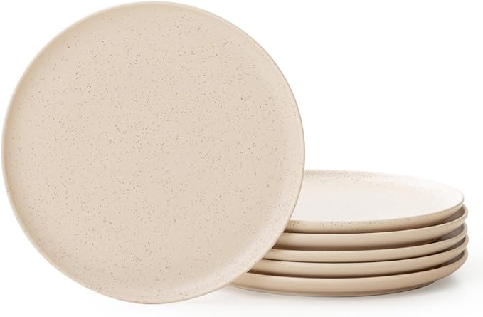 WENSHUO Dinner Plates Set of 6, Chip and Scratch Resistant (Oat Beige, 8.5 Inch)