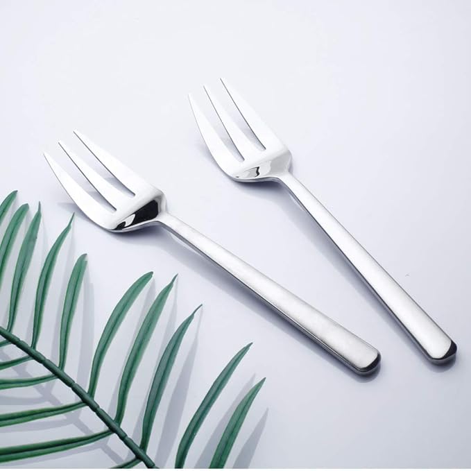 Serving Spoons*2 Slot Spoons* 2 Forks *2 Buffet Colander Stainless Steel Banquet Set, Set of 6. Lenght 9" (6-spoon forks set)