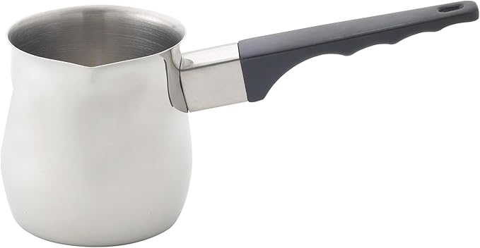 Fino Stainless Steel Turkish Coffee Pot - Professional 18/8 Warmer for Stovetop Coffee, Milk, Tea, Hot Chocolate - Delicious Daily Beverages - 12-Ounce
