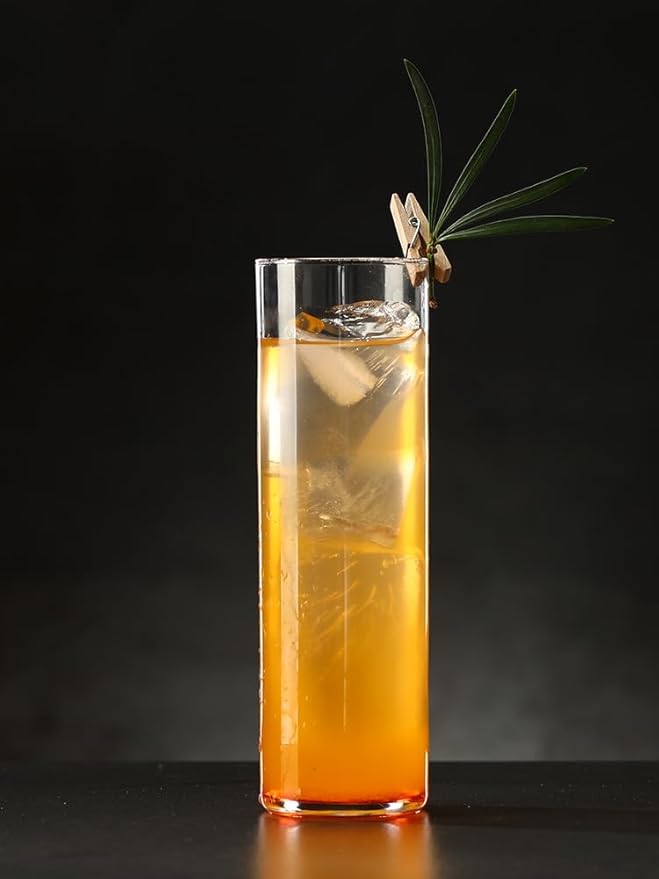 Drinking Glasses 12oz, Thin Collins Glasses Set of 6,Clear Tall Glass Cups For Water, Juice, Beer, Drinks, and Cocktails and Mixed Drinks (6pcs CollinsGlass 180mm)