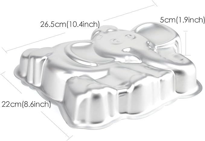10-INCH Elephant Shaped Cake Pan Mould Aluminum 3D Animal DIY Cake Baking Pan for Birthday, Anniversary, Party, Christmas