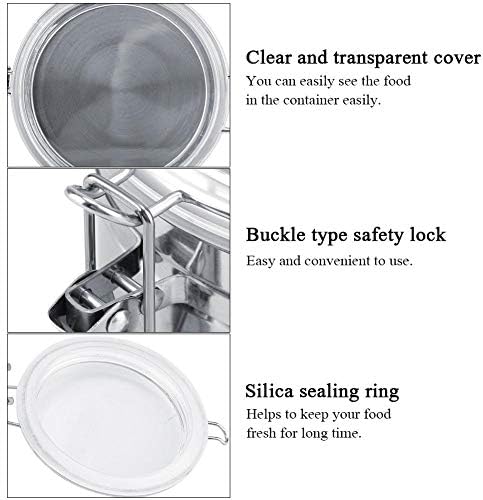 Airtight Canisters Sets for the Kitchen Counter - Stainless Steel Food Storage Containers with Lids for Tea, Coffee, Sugar, Flour - Baking Dry Storage, Metal Pantry Canister