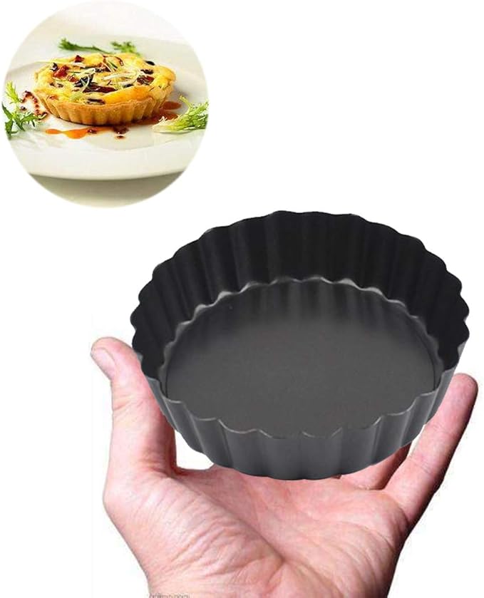 Mini Tart Pans, Nonstick 4 Inch Mini Quiche Pan Removable Bottom Tart Pan Set of 6 (4-Inch)