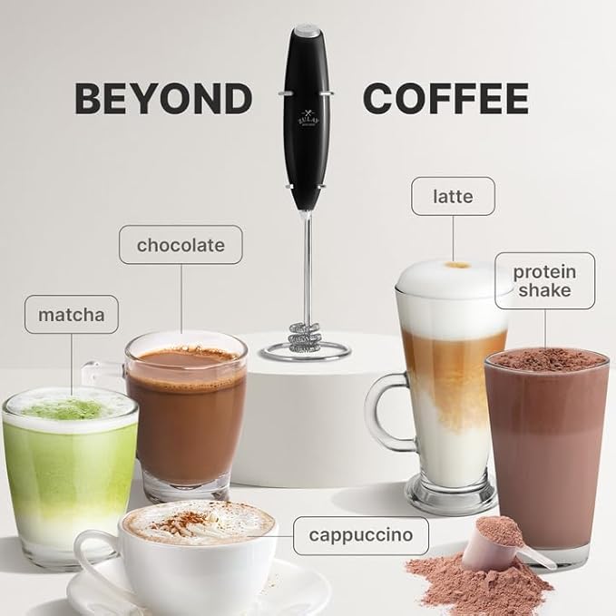Zulay Kitchen Milk Frother with Patented Tornado Triple Whisk – Handheld Foam Maker for Coffee, Lattes, Matcha & Hot Chocolate – Rich, Creamy Froth in Seconds -