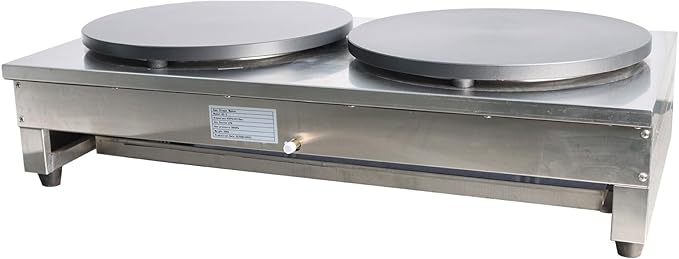 Double LP Gas Crepe Maker 2800Pa Commercial Pancake Machine Nonstick Pan Griddle Machine Table Size 15.75″×2 for Blintzes Eggs Bacon