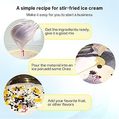 Kolice Commercial ETL NSF certificated 21"x21" Single Square Pan Fried Ice Cream Machine, Frozen Yogurt Roll Ice Cream Machine, Fry Ice Cream Roll Machine-auto defrost, smart AI temp. control