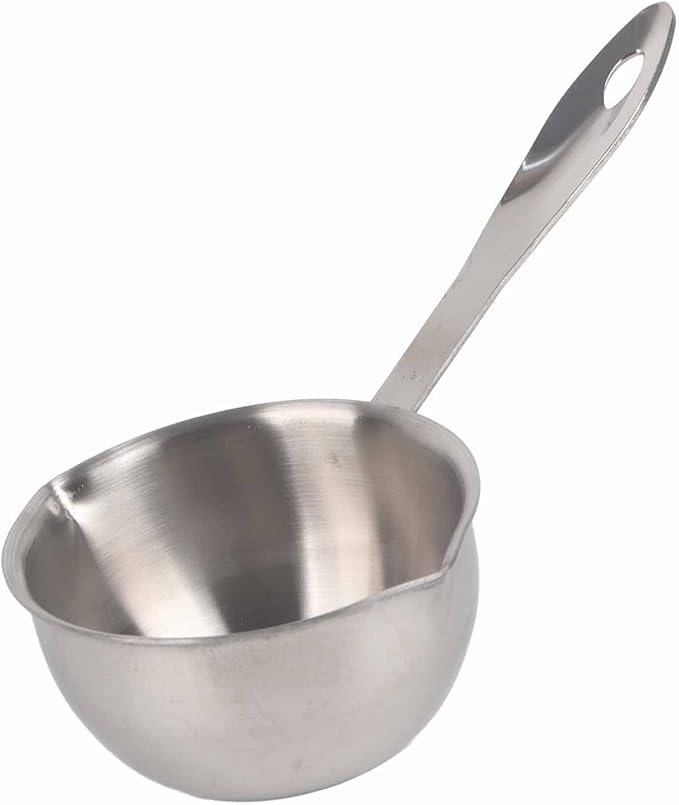 Butter Warmer Pot Small Butter Warmer Measuring Pot with Long Handle, All in One Flat Induction Bottom Mini Butter Hot Pot Milk Pot Small Saucepan Sturdy Stainless Steel (150ML)