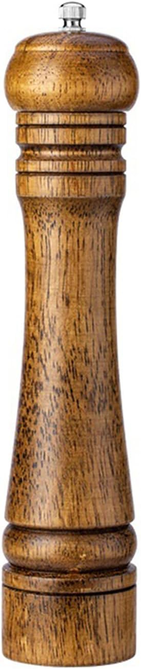 10 Inch Large Capacity Manual Pepper Grinder Oak Wood Adjustable Ceramic Core Salt and Pepper Mill for Kitchen Cooking Seasoning Grinding