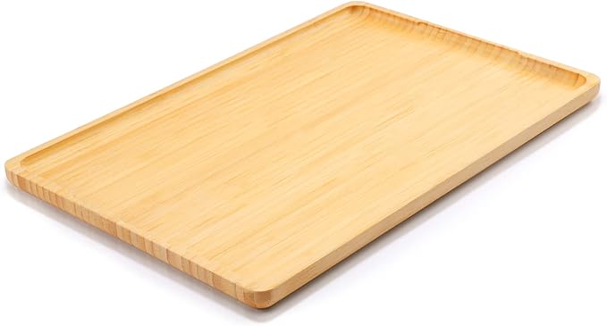 Upgrated Bamboo Serving Tray with Handles – Premium 15”x10” Lightweight Decorative Platter for Breakfast in Bed, Coffee Table, BBQ, Kitchen, Ottoman & Party – Perfect for Lap, Couch & Gifting