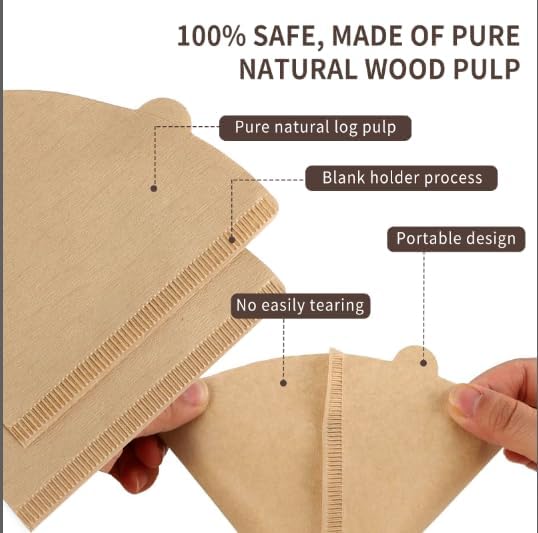 V60 Coffee Filters, 300 Count Size 02 Pour Over Coffee Filter, 1-4 Cups Disposable Cone Paper Coffee Filters 2, Compatible with Conical Shaped Dripper and Drip Coffee Maker (Natural)