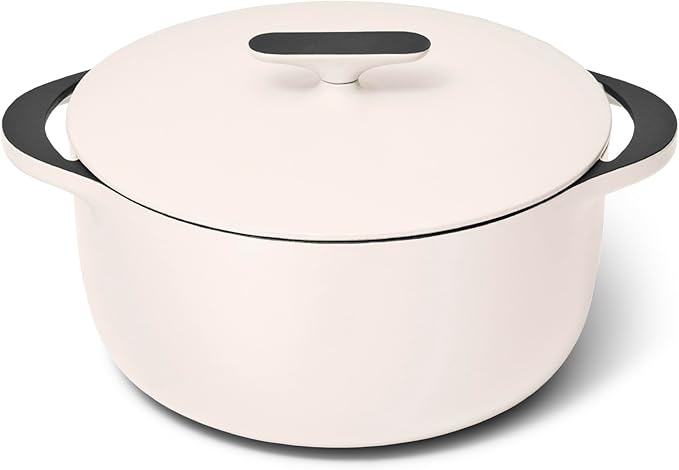 Caraway Enameled Dutch Oven - 6.5 qt Cast Iron Dutch Oven With Lid - 3 Layer Enamel Coating - No Seasoning Required - Compatible With All Stovetops - Oven Safe - No Forever Chemicals - Cream