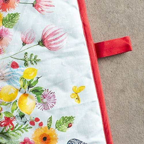Maison d' Hermine Double Oven Mitts 100% Cotton 7"x35" Double Oven Mitt BBQ Cooking Gloves with Loop, Baking, Grilling, Handling Hot Pans, Jardin D'Ete - Mint - Spring/Summer