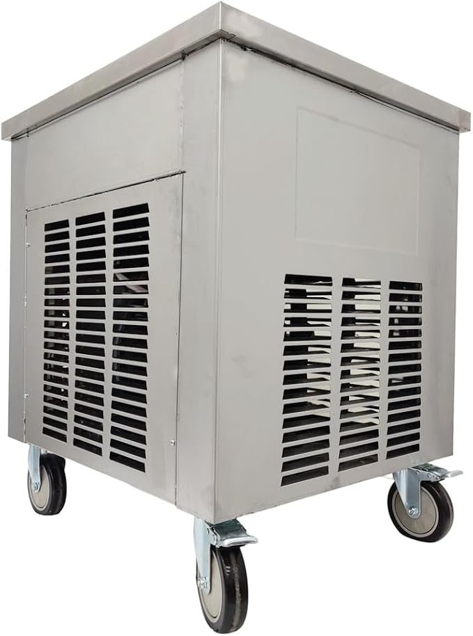 Commercial Fried Ice Cream Machine Single Pan Commercial Ice Roll Maker 20" Square Fried Ice Cream Pan Yogurt Fry ice Cream Machine for Bars/Cafes/Dessert Shops