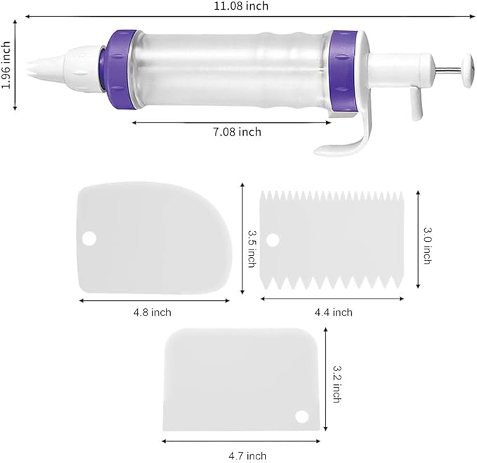 Dessert Decorating Syringe Set, Icing Dispenser Cupcake Filling Injector, 7 Icing Nozzles, 3 Cream Scrapers Frosting Making Dessert Cream Piping Syringe Nozzles Kits for Cake Cookies Decoration
