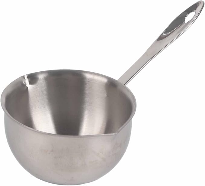 Butter Warmer Pot Small Butter Warmer Measuring Pot with Long Handle, All in One Flat Induction Bottom Mini Butter Hot Pot Milk Pot Small Saucepan Sturdy Stainless Steel (300ML)