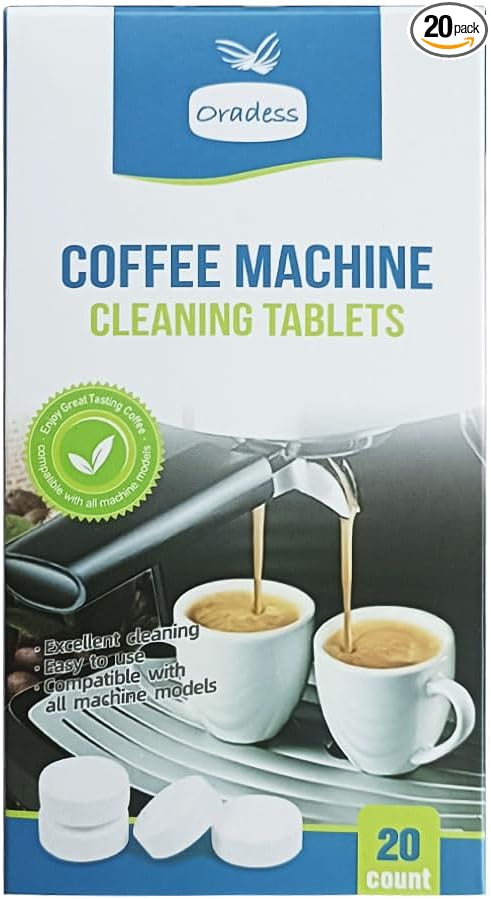 Oradess Coffee Machine Cleaning Tablets, Remove Coffee Oils,calcium deposits and Residue,20 Count