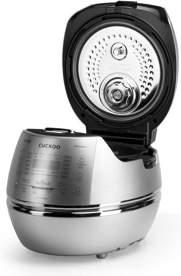 Cuckoo CRP-CHSS1009FN 10 Cup Induction Heating Pressure Rice Cooker, 19 Menu Options, Stainless Steel Inner Pot, Made in Korea, Silver