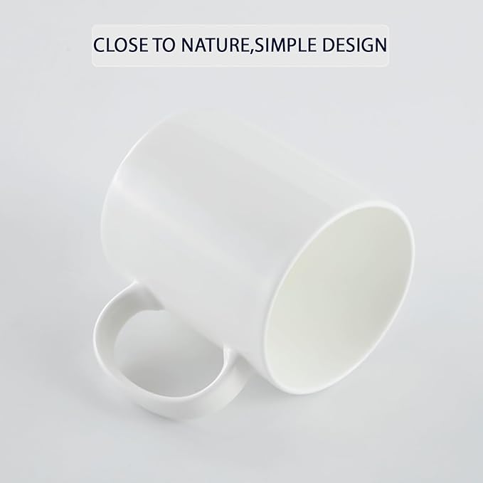 14 oz White Coffee Mugs Set of 2, Fine Bone China Lightweight Porcelain Coffee Cups With Handles for Hot Milk Cappuccino Mocha Cocoa Latte Espresso Coffee, Dishwasher & Microware Safe