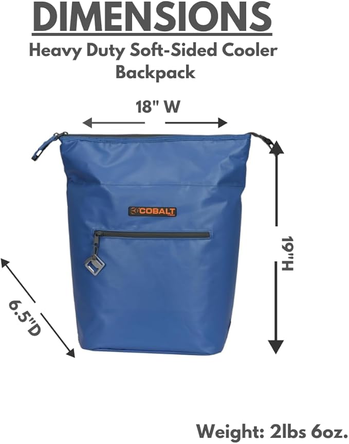 Heavy Duty Soft-Sided Cooler Tote/Backpack, Upgraded Blue Design, Heavy-Duty PVC Tarpaulin, Waterproof PEVA Liner, Ideal for Outdoor Adventures by Blue Coolers