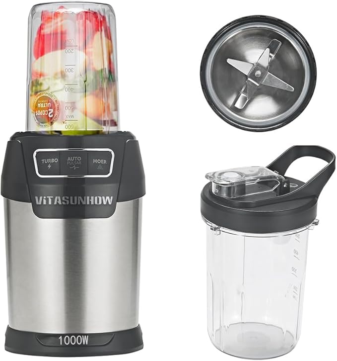1000W High-Speed Personal Blender - 2 BPA-Free Cups (20oz & 27oz) for Smoothies, Shakes, Ice Crushing, Coffee & Spices | One-Touch Controls, Portable & Safety Lock