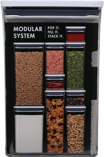 OXO Good Grips POP Container - Airtight Food Storage - Big Square Medium 4.4 Qt Ideal for 5lbs of flour or sugar (Pack of 4)