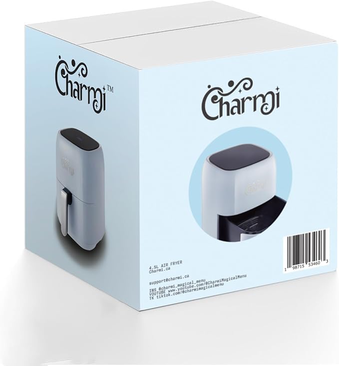 Charmi 5QT Air Fryer – Beautiful Retro Design, Stylish Countertop Look, Nonstick & PFAS-Free, Safe Auto Shutoff, Digital Touchscreen, 8 Cooking Presets (Pastel Blue)