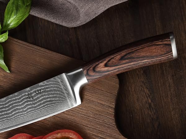 Wakoli EDIB 4-Piece Damascus Knife Set – Professional Japanese Style Kitchen Knives | Genuine Damascus Steel Blades with VG10 Core | Ergonomic Pakkawood Handles | Premium Chef Knife Gift Set
