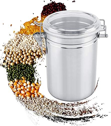 Airtight Canisters Sets for the Kitchen Counter - Stainless Steel Food Storage Containers with Lids for Tea, Coffee, Sugar, Flour - Baking Dry Storage, Metal Pantry Canister