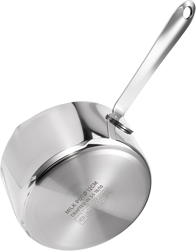 Stainless Steel Butter Warmer Measuring Pan 20 OZ Small Sauce Pan 18/10 Tri-Ply Stainless Steel Saucepan with Dual Pour Spouts, 0.63 Quart