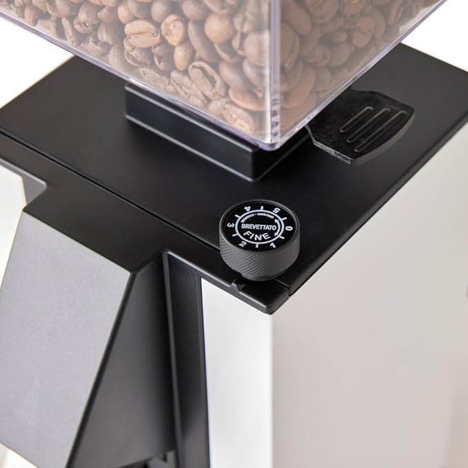 Eureka Mignon Silenzio Espresso Grinder | Silent Technology | Stepless | Timed Dosing | (White, 55mm)