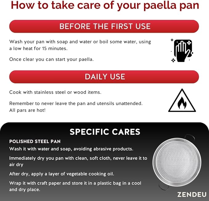 Paella Pan 24 inch - Carbon Steel Paella Pan, Made in Spain - Polished Steel, 24 in - 60 cm (20 Servings) Cook your own Spanish Paella