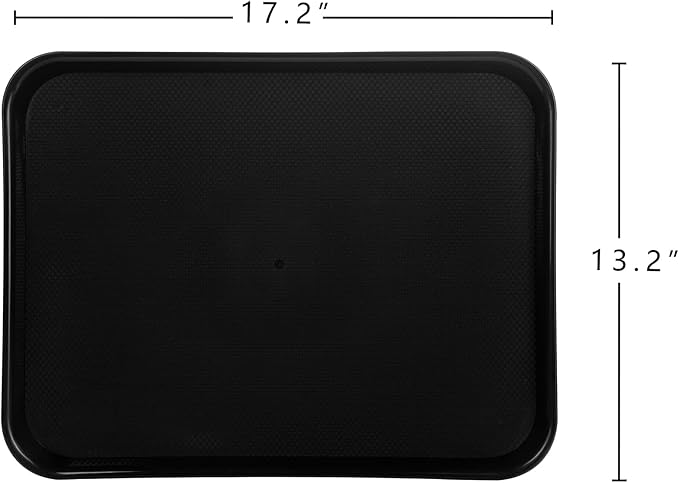 Plastic Cafeteria Trays,Fast Food Serving Trays,13"X17",Set of 6 (Black)