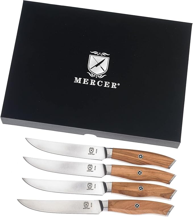 Mercer Culinary Olive Wood 4-Piece Steak Knife Set