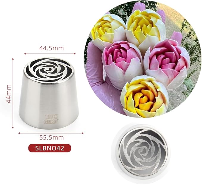 10 Pieces Extra Large Stainless Steel Seamless Russian Flower Piping Tips Kit for Marshmallow Bouquet,Cake Decorating Floral Icing Nozzles Set, 10 Icing Nozzles with 1 Clean Brush,1 Pastry Bag(XXL,A)